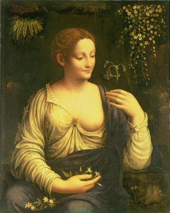 Flora, n. 1520 (öljy kankaalle siirretty paneelista)